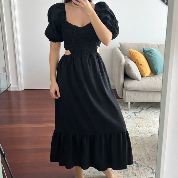 Faithfull the Brand Dresses & Skirts - Faithfull the brand linen maxi dress in washed black open back size XL